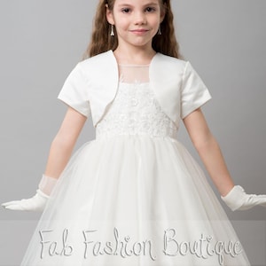 Kids Satin Bolero Jacket for Flower Girl, 1st Communion Shrug
