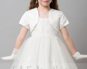 Kids Satin Bolero Jacket for Flower Girl, 1st Communion Shrug