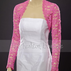 Fuchsia long sleeved lace bolero jacket shrug Size S-XL, 2XL-4XL