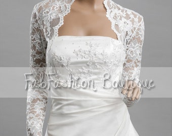 Stretchy lace wedding bridal evening long sleeved bolero jacket shrug Size S-XL, 2XL-4XL