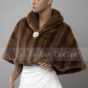 Châle en fausse fourrure pour une mariée, caplet en fausse fourrure, châle en fausse fourrure
