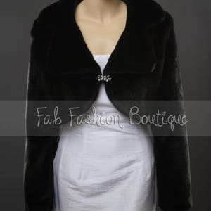 Fausse fourrure col cranté mariée soirée mariage boléro veste haussement d&#39;épaules manches longues taille S-XL