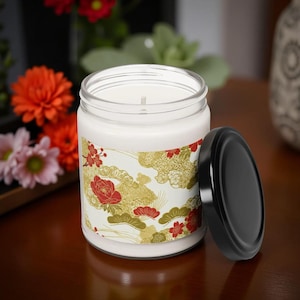 Soy Candle, Japanese Washi Design, Aromatherapy Candle, Home Decor, Relaxation Candle, Gift for Her, Candle Lover Gift