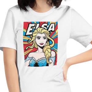 T-shirt unisexe Elsa Pop Art rétro inspiré des bandes dessinées