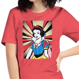 T-shirt unisexe Pop Art inspiré des bandes dessinées Blanche-Neige