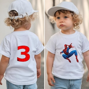 Camiseta personalizada de cumpleaños de Spider-Man para niños / Camiseta personalizada por edad para niños y niñas