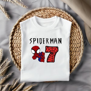 Camiseta de cumpleaños personalizada de Spider-Man para niños - Camiseta personalizada por edad, niño y niña