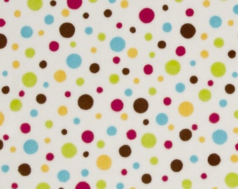 Minky Fabric, Bubble Dot Cranberry/Yellow/Aqua/Lime/Brown, 1 Yard