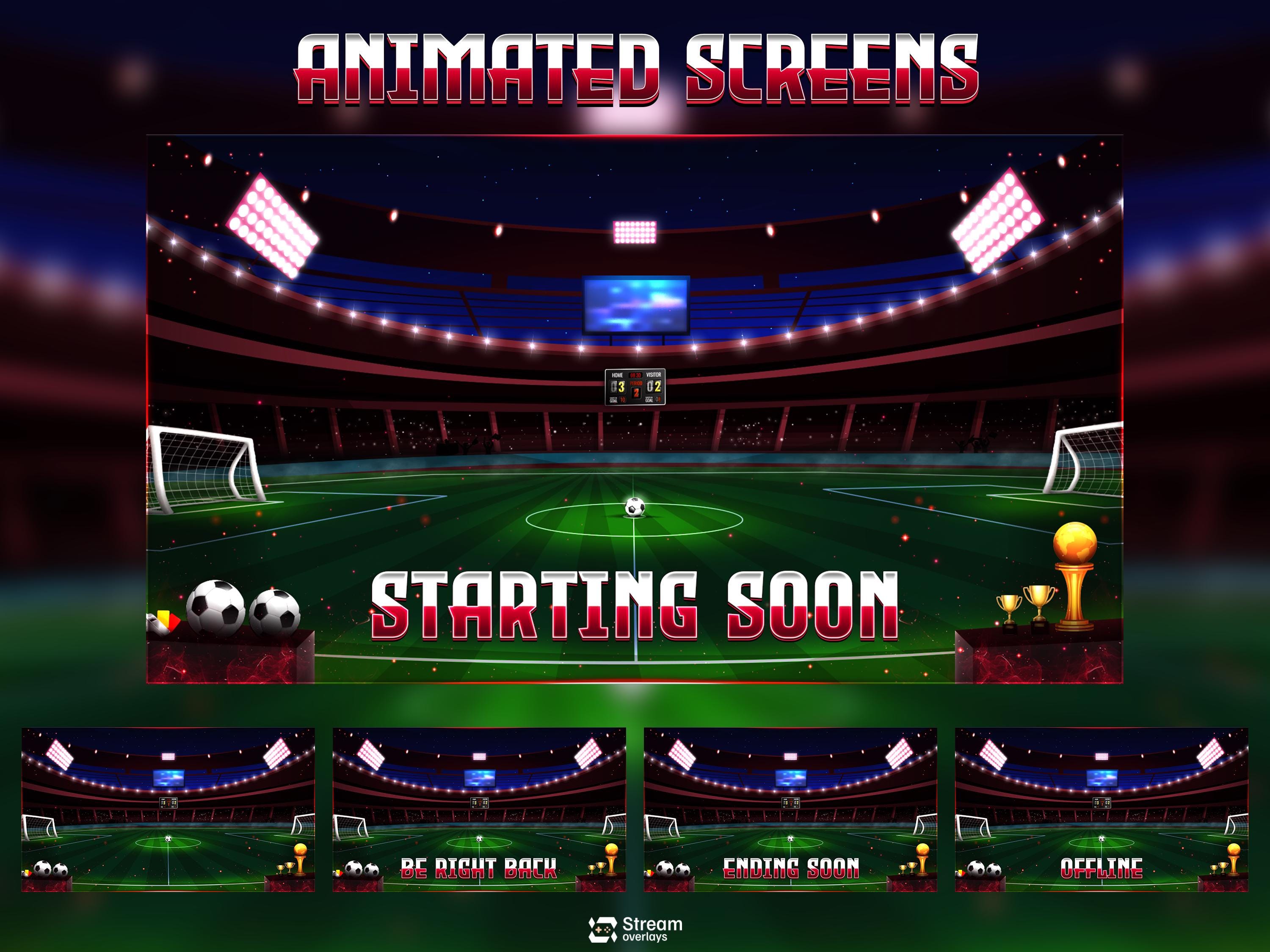 Football Stream Overlay Pack | Animated Soccer Stream Screens | Sport ...