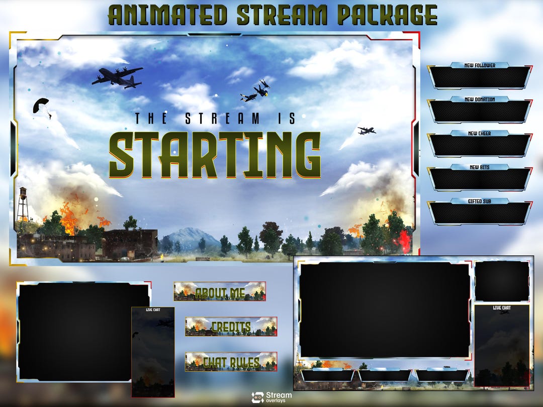 Military Theme | Twitch Overlay | Animated Stream | Combat Scenes ...