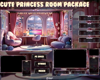 Gemütliches Pastell Spielzimmer Twitch Overlay Pack | Animiertes Stream Paket, OBS Overlay, Twitch Panels, StreamAlerts, Stream Übergang, YouTube