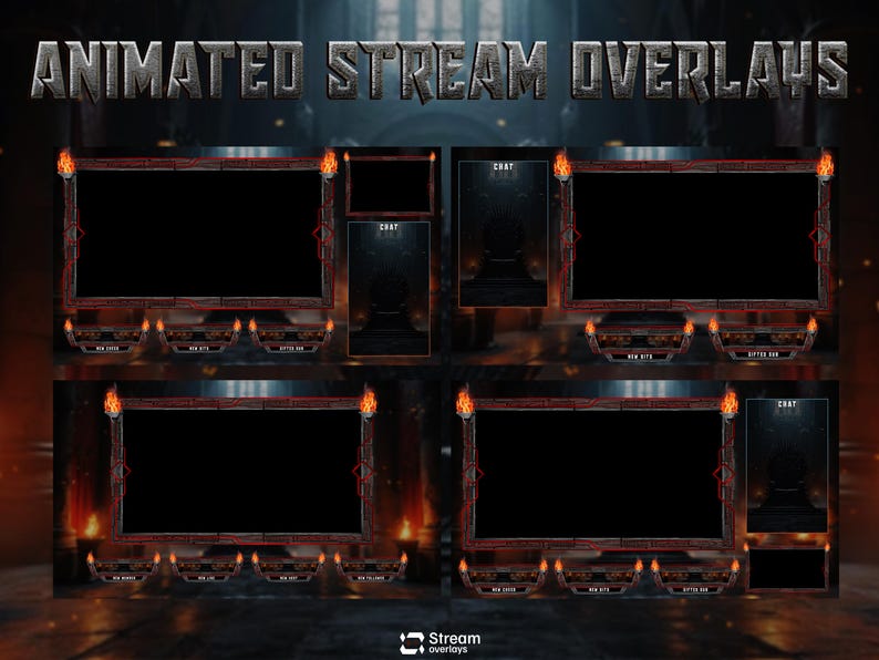 Medieval Twitch Overlay | Dark Castle Throne Room Stream Screens ...