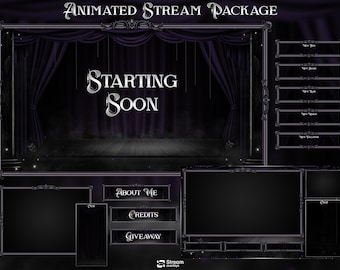 Elegantes Theater Twitch Overlay Pack | Animierter Dark Stage Vorhang Stream Paket, OBS Overlay, Twitch Panels, StreamAlerts | Kicken & YouTube