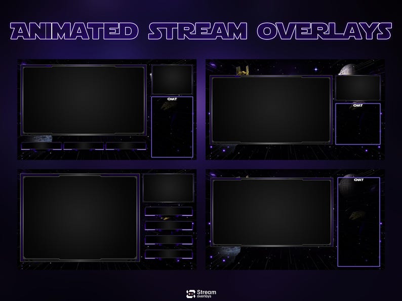 Space Twitch Overlay Pack | Animated Sci-fi Stream Screens | Galaxy ...