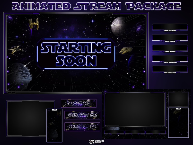 Space Twitch Overlay Pack | Animated Sci-fi Stream Screens | Galaxy ...