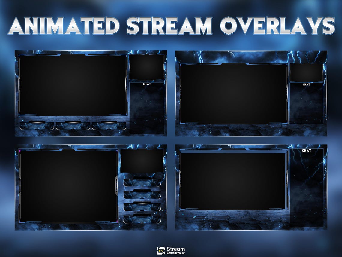 Blue Thunder Twitch Overlay | Lightning Streaming Pack | Electric ...