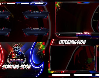 Custom Animated Twitch Overlay Package: Mascot Logo, Screens, Alerts