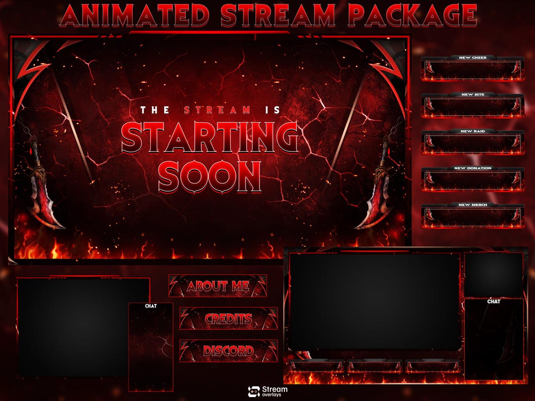 Devil Rings Overlay Red Demon Blade Stream Overlay Pack Animated | Dark Fire Twitch Screens ...