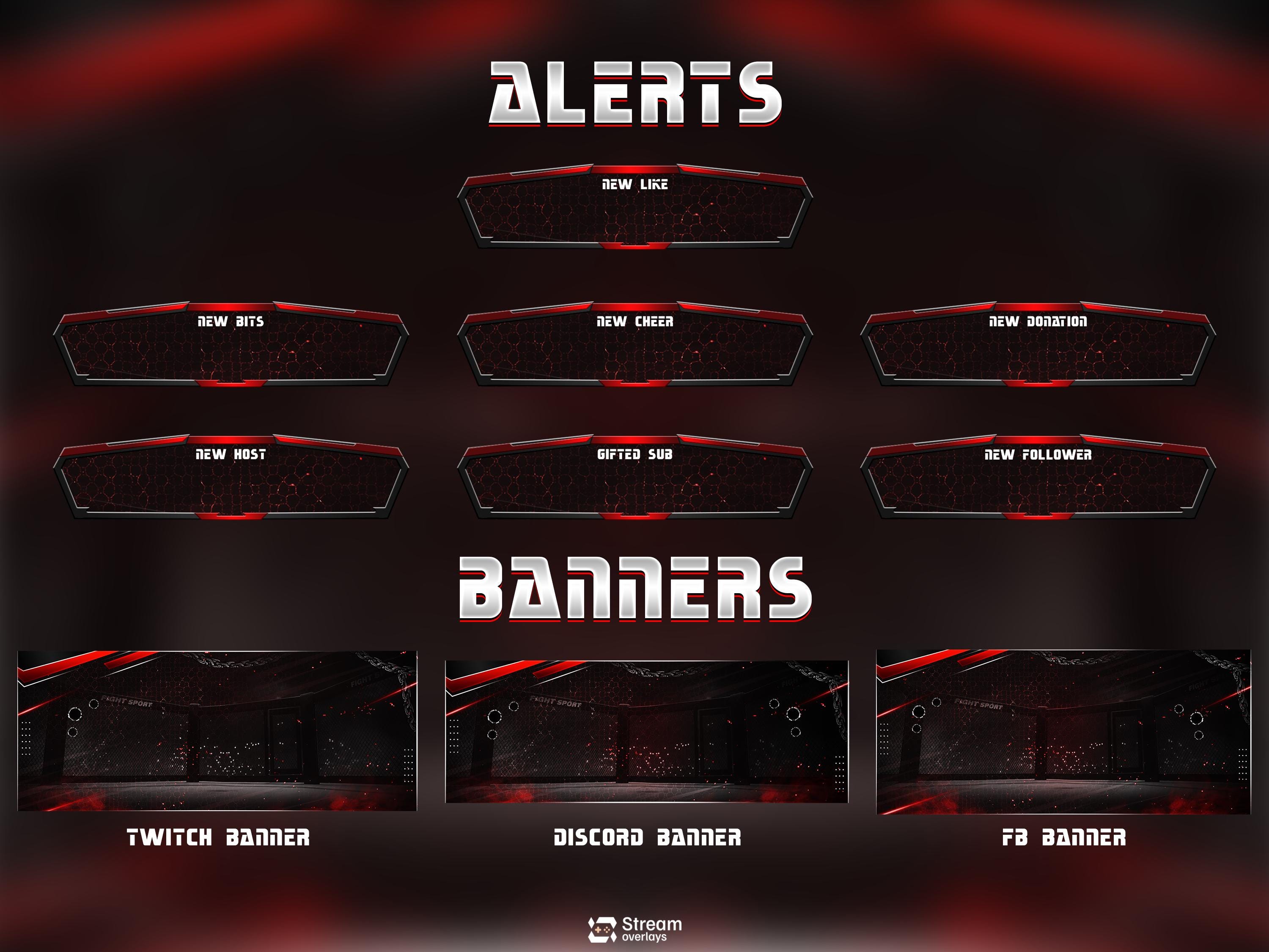Chain Esports Twitch Overlay Pack, Boxing Stream | Red & Black Animated ...