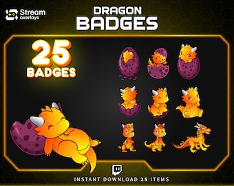 Pacchetto di badge Dragon Sub: Twitch, YouTube, Discord (download immediato)
