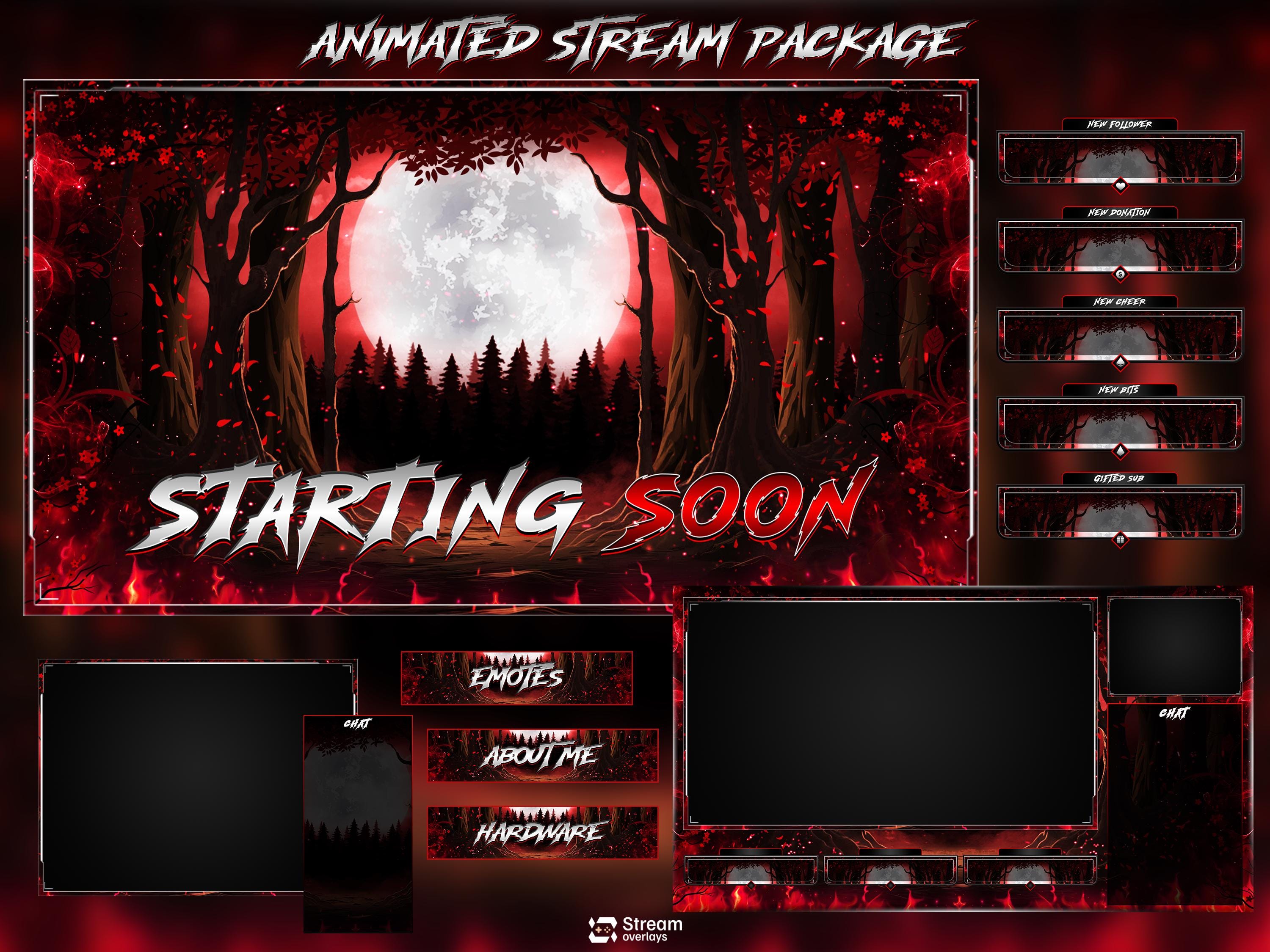 Moon Forest Animated Twitch Overlay | Blood Stream Pack | Dark Streams ...