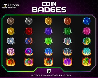 Coin Twitch Sub Badges, Dollar Coinring Punkte (Digitaler Download)