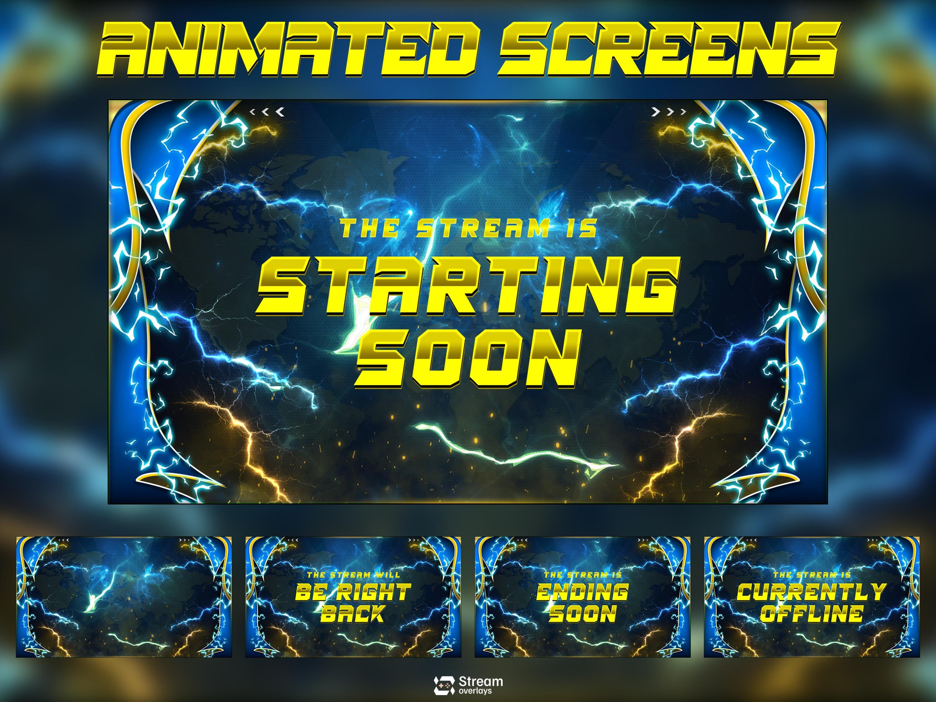 Energy Twitch Overlay | Lightning Streaming Pack | Electric Animated ...