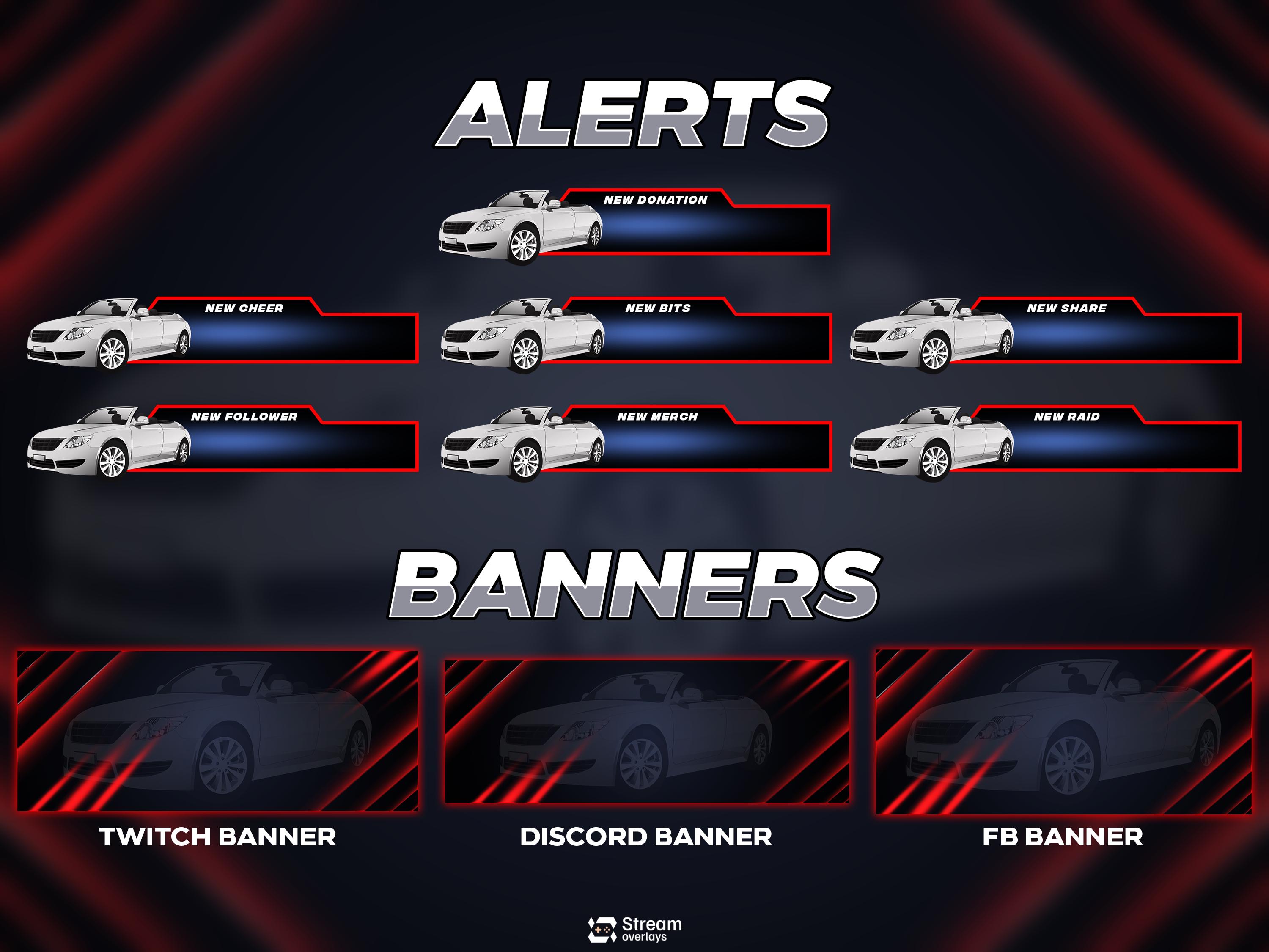 Car Overlay Pack | Animated Racing Stream Screens | Sport Car Theme ...