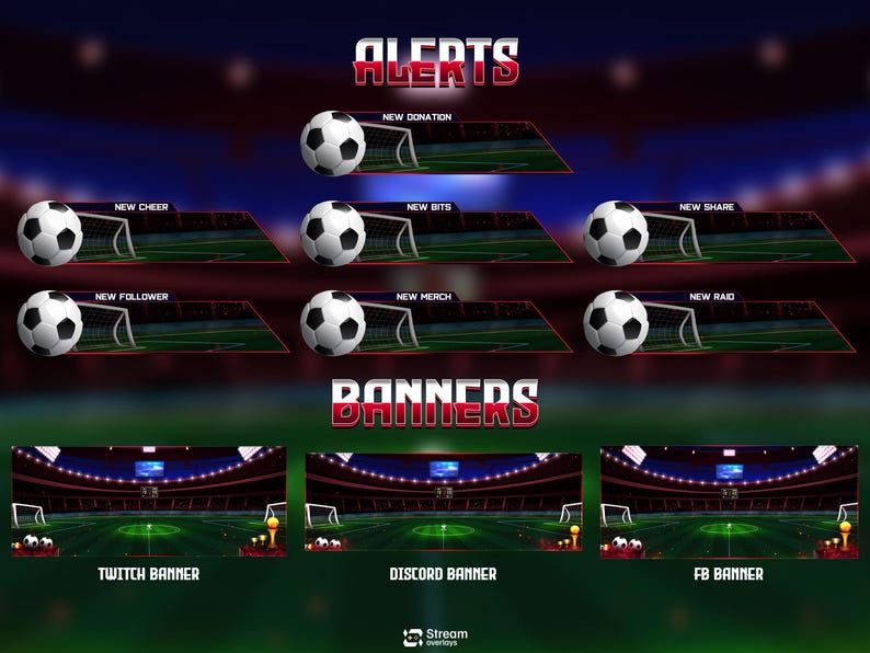 Football Stream Overlay Pack | Animated Soccer Stream Screens | Sport ...