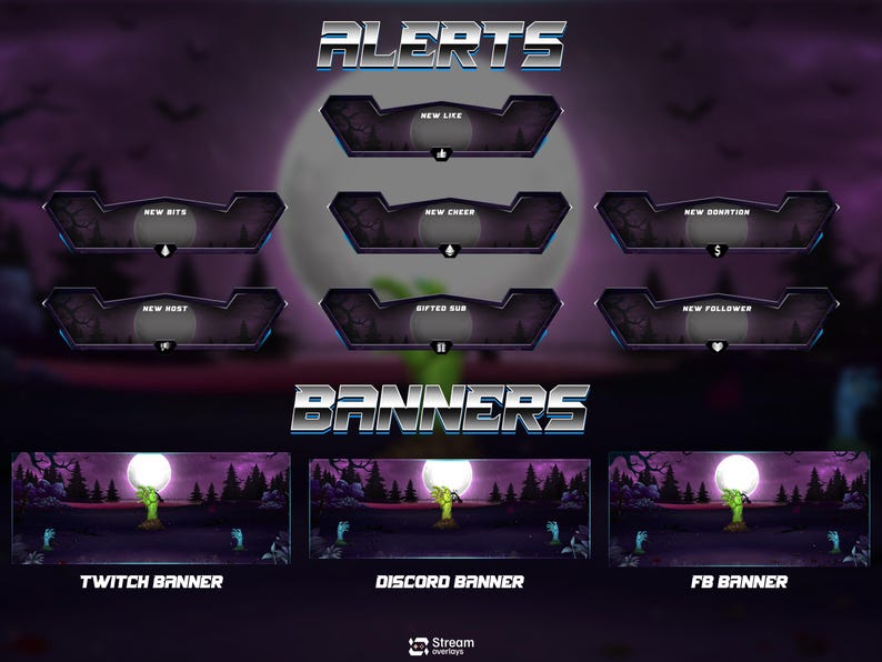 Zombie Twitch Overlay | Starting Soon BRB & Alerts | Animated Scenes ...