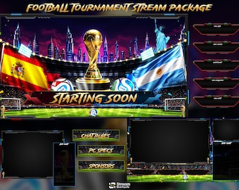 Finales Overlay-Paket für den WM-Stream 2026 | Spanien gegen Argentinien (Twitch-Overlays) | Fußballspiel New York gegen New Jersey (USA), Panels und Benachrichtigungen