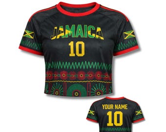 Jamaica Soccer Crop Top Jersey – Custom Name & Number Mesh Football Shirt