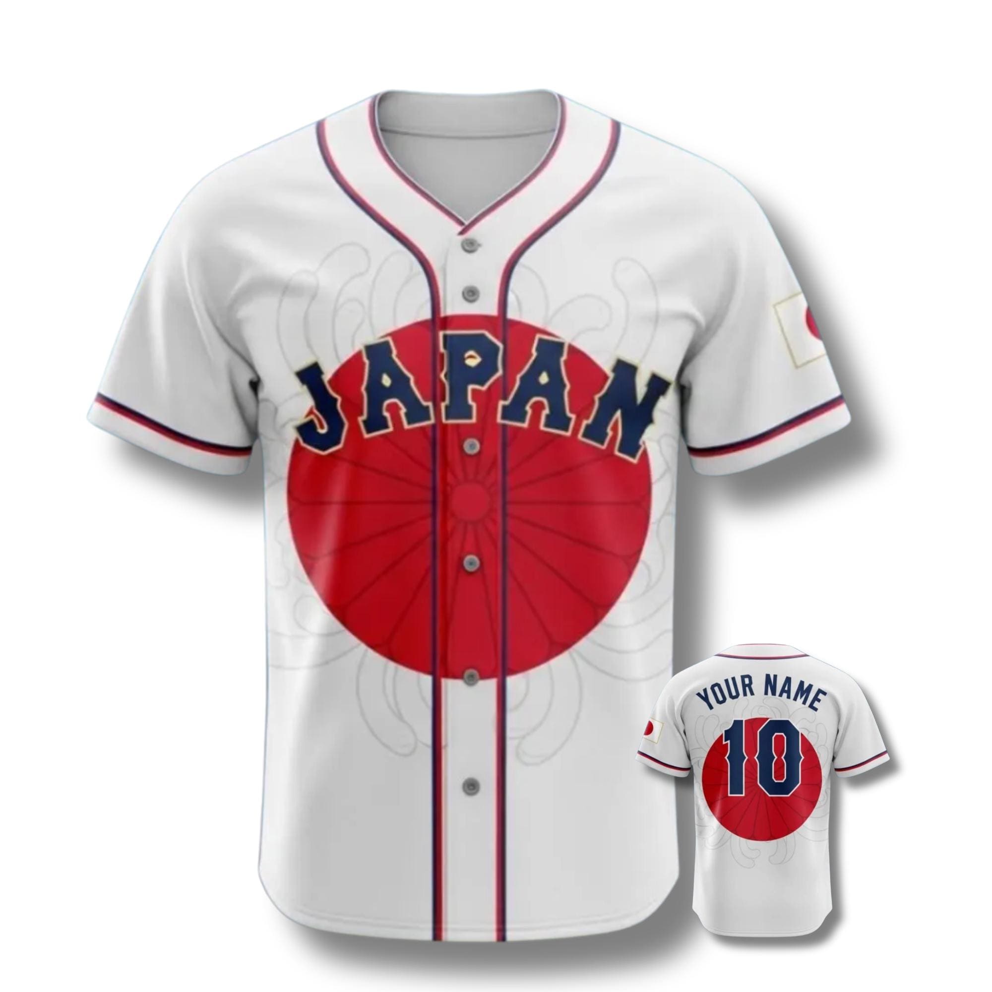 Custom Japan Baseball Jersey, Rising Sun Flag, Personalized Fan 