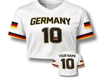 Germany Crop Top Soccer Jersey, Custom Name Number Mesh Shirt, Women Football Fan Crop Top