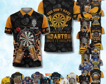Funny Beer & Darts 3D Polo Shirt, Tactical Dartboard Tee