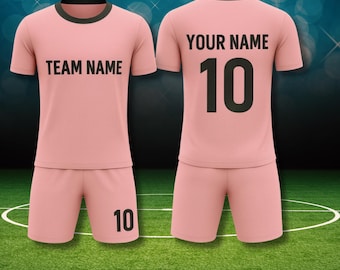 Custom Pink Soccer Jersey Set, Personalized Football Uniform, Team Logo