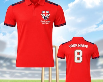 England Cricket Polo Shirt, Custom Name & Number, Fan Jersey