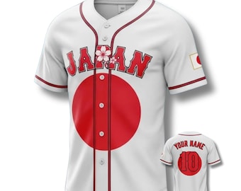 Custom Japan Baseball Jersey, Rising Sun Flag, Personalized Fan