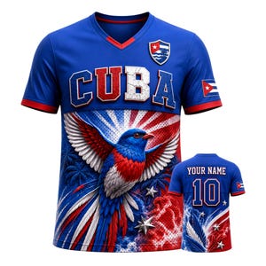 Cuba Name Patch Jersey 3D, Custom Hybrid Mesh V-Neck Country Pride Shirt Gift