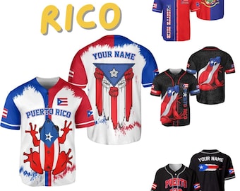 Custom Puerto Rico Baseball Jersey – 3D Flag Design with Name
