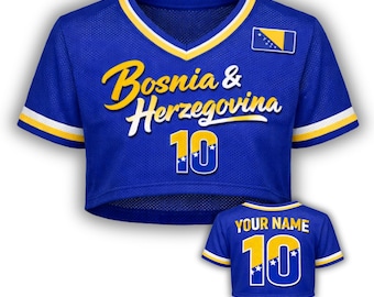 Haut court de Bosnie-Herzégovine pour femmes, nom personnalisé, numéro, maillot de football en maille