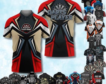 Personalized Darts Polo Shirt, 3D Dartboard Pattern, Dart Enthusiast Tee