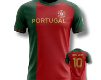 Portugal Soccer Jersey, Red Green Football Shirt, National Team Tee