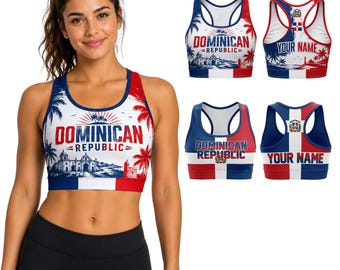 Dominican Republic Sports Bra, Dominican Flag Racerback Bra, Custom Workout Top