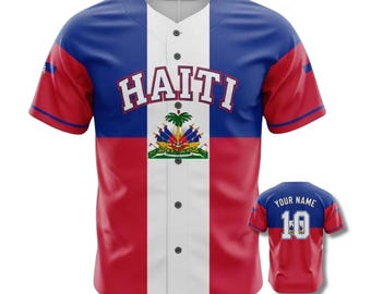Custom Haiti Baseball Jersey, Haitian Flag Pride, Personalized Fan Gift