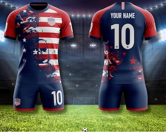 Custom USA Soccer Jersey Set, American Flag Football Kit