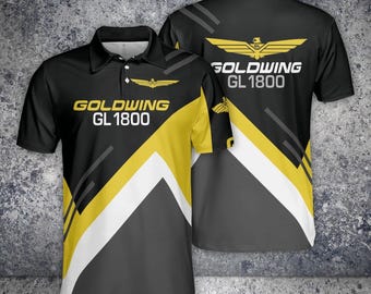 Goldwing GL1800 Polo Shirt – Motorcycle Rider Shirt with Bold Black and Yellow Design