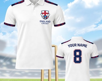 England Cricket Polo Shirt, Custom Name & Number, Fan Jersey