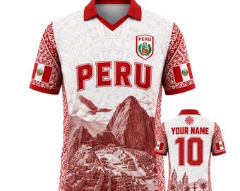 Peru Collared Football Jersey, Custom Name Number Peruvian Pride Country Shirt