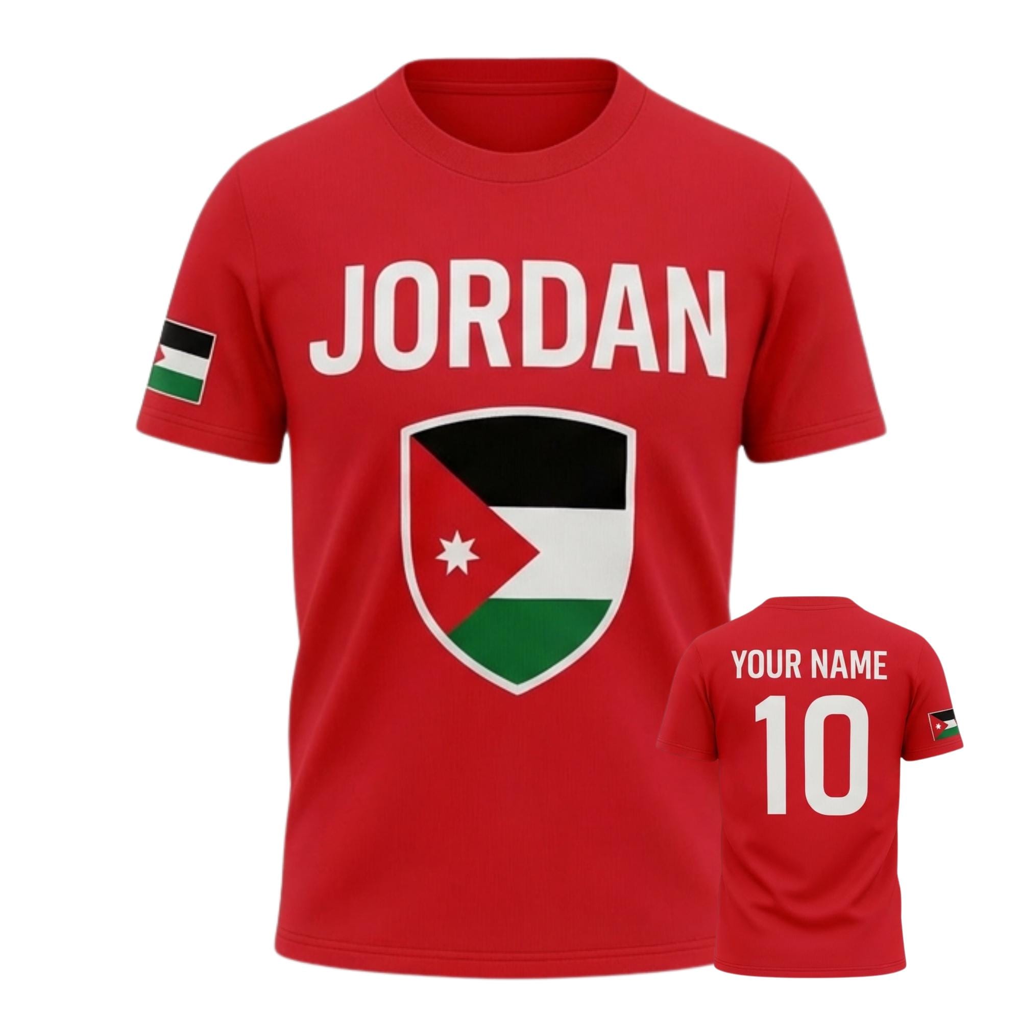 Jordan Soccer Jersey, Custom Name Number, Red Football Fan T-shirt